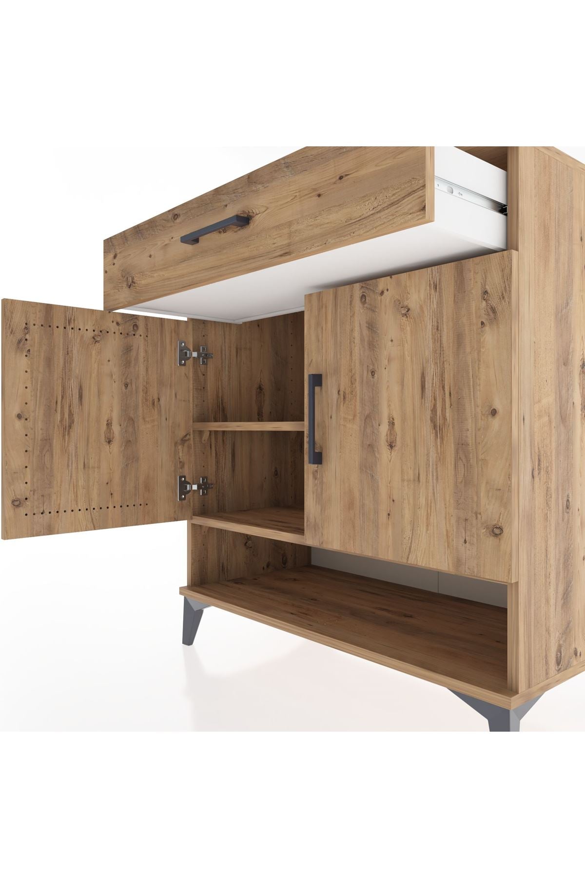 Hyperion Şifonyer 2 Raflı Tek Çekmeceli 2 Kapaklı 88x44x96 Çam-Çam