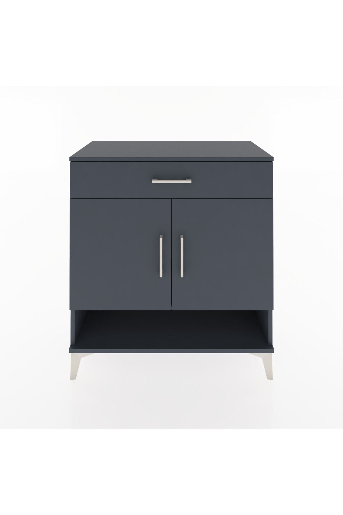 Hyperion Şifonyer Tek Raflı Tek Çekmeceli 2 Kapaklı 88x44x96 Antrasit-Antrasit