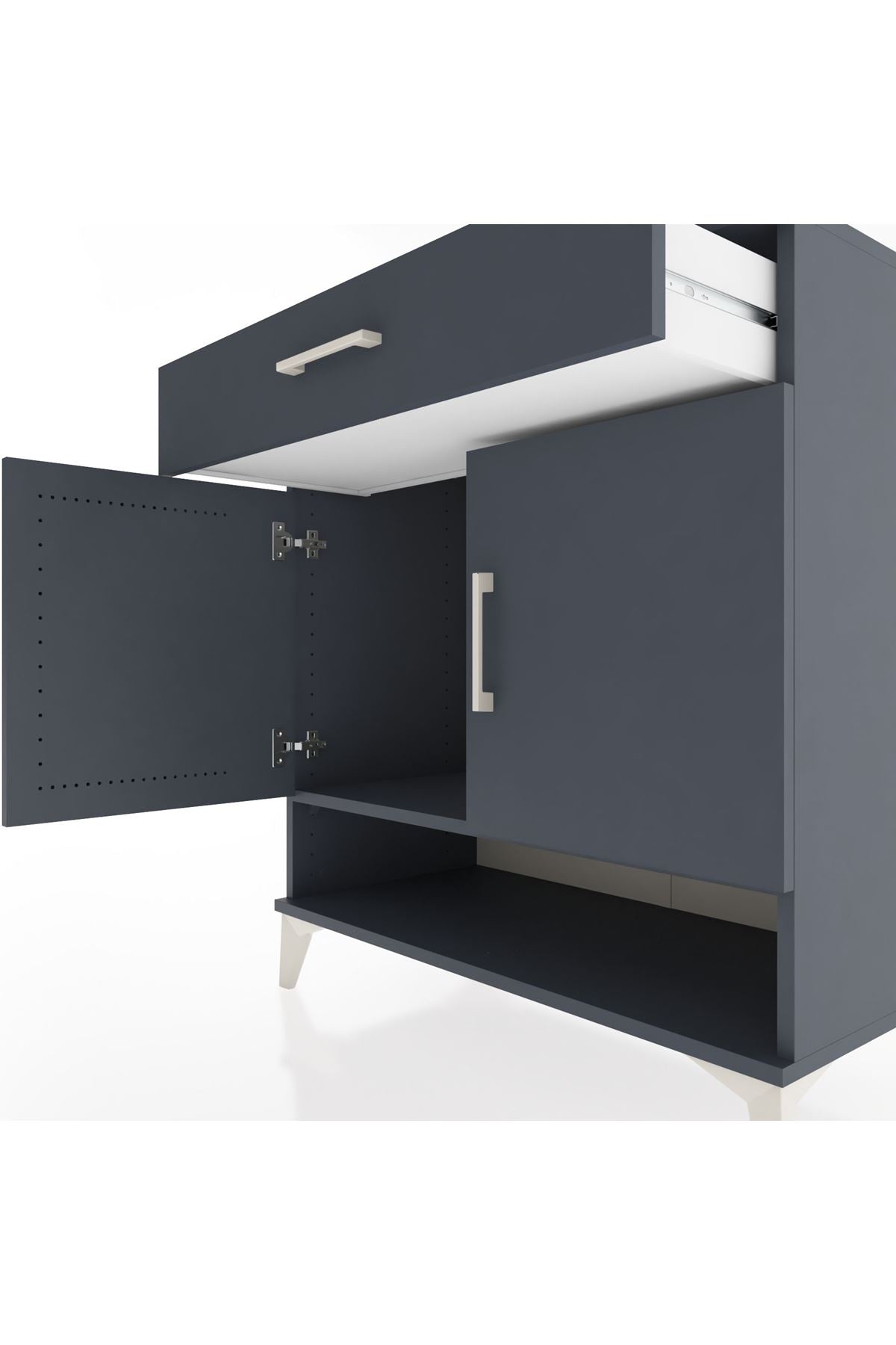 Hyperion Şifonyer Tek Raflı Tek Çekmeceli 2 Kapaklı 88x44x96 Antrasit-Antrasit