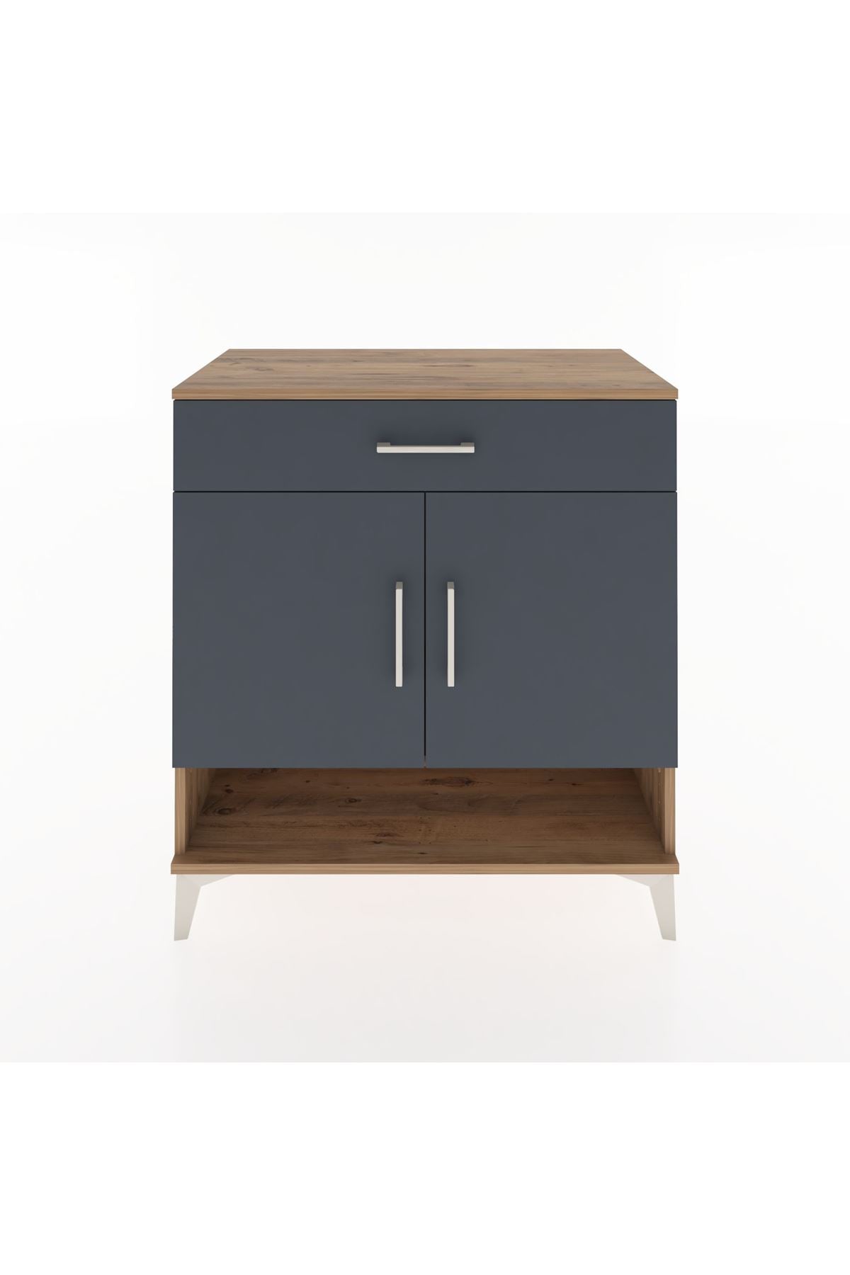 Hyperion Şifonyer Tek Raflı Tek Çekmeceli 2 Kapaklı 88x44x96 Çam-Antrasit