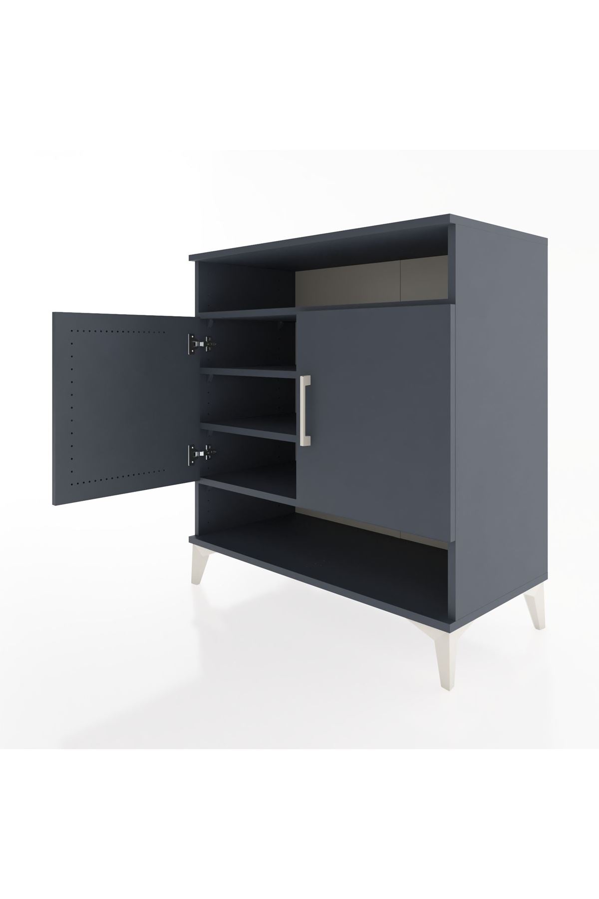 Hyperion Şifonyer 4 Raflı 2 Kapaklı 88x44x96 Antrasit-Antrasit