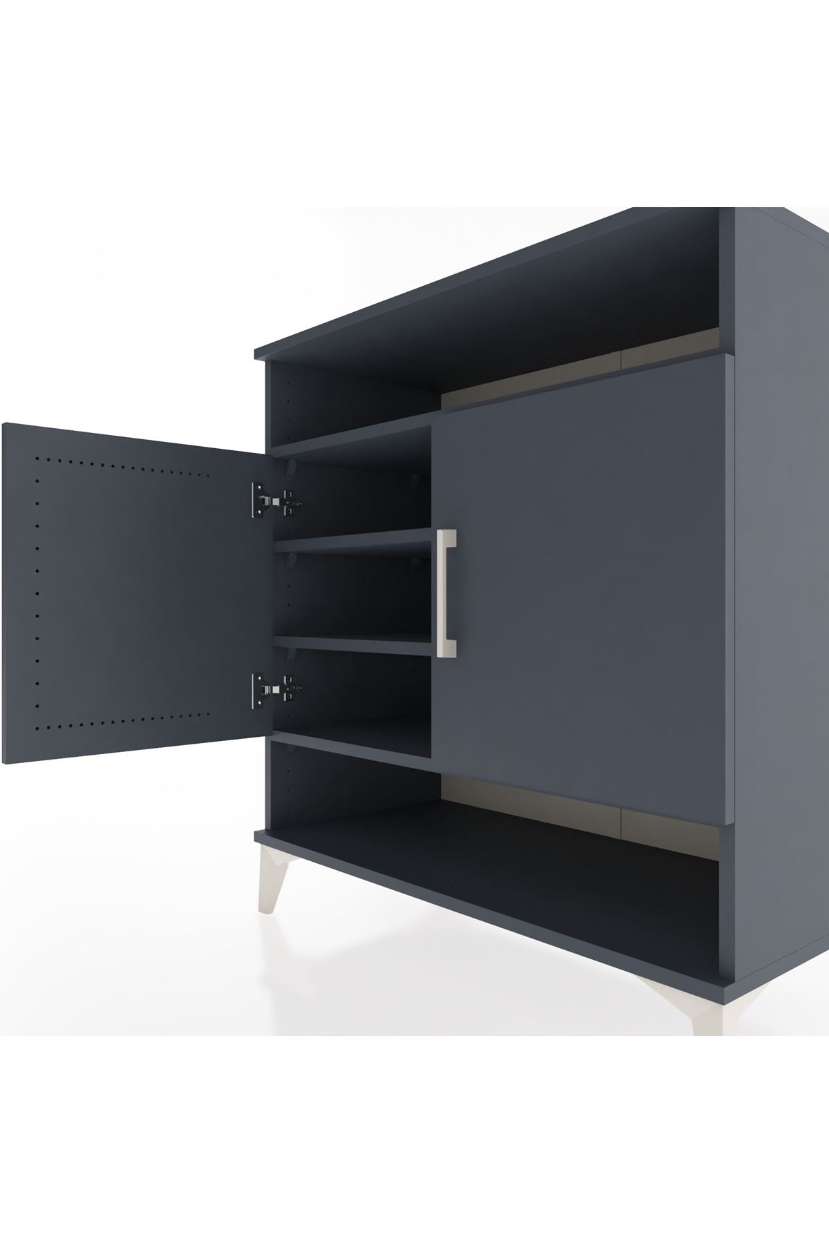 Hyperion Şifonyer 4 Raflı 2 Kapaklı 88x44x96 Antrasit-Antrasit