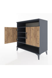 Hyperion Şifonyer 4 Raflı 2 Kapaklı 88x44x96 Antrasit-Çam
