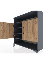 Hyperion Şifonyer 4 Raflı 2 Kapaklı 88x44x96 Antrasit-Çam