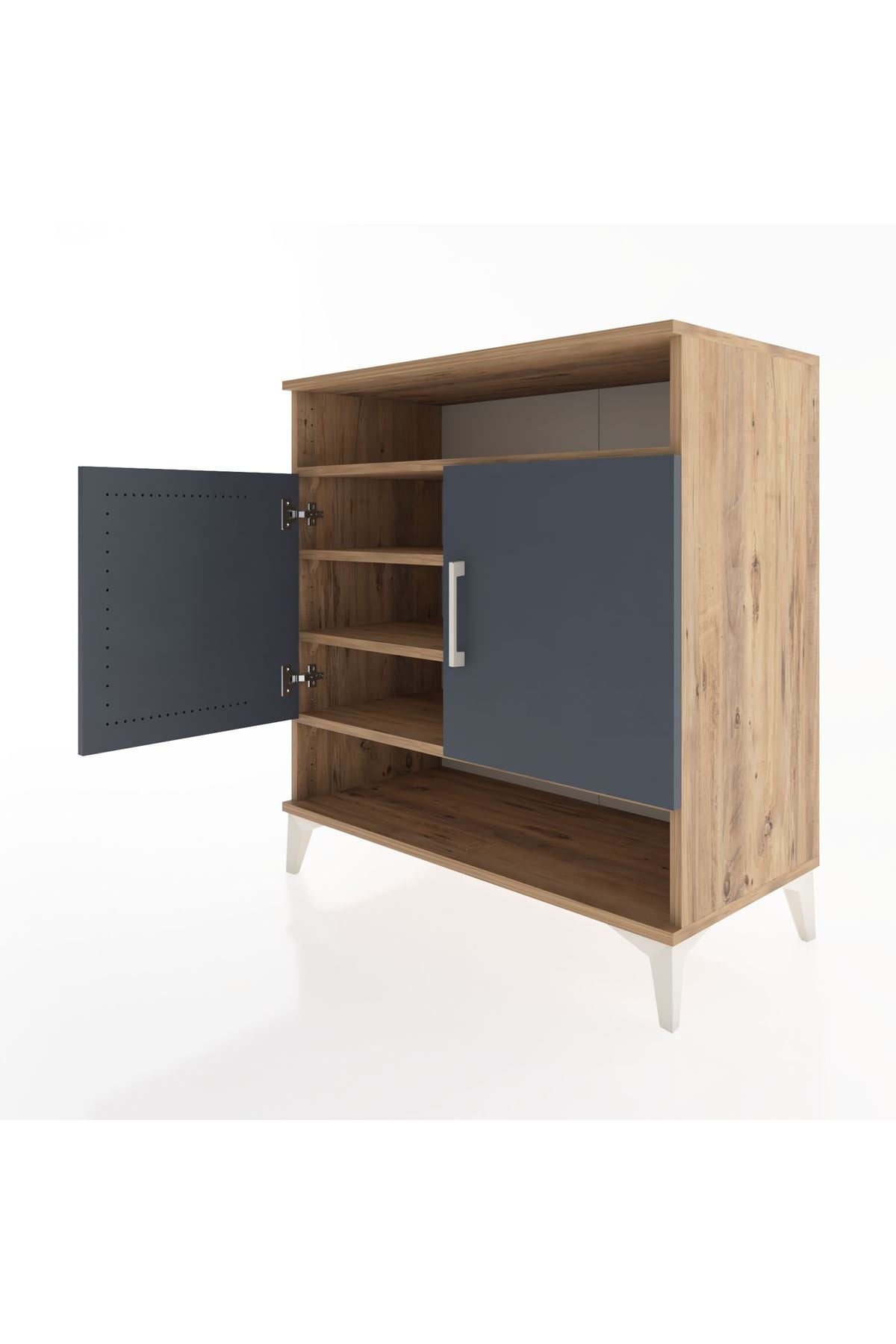 Hyperion Şifonyer 4 Raflı 2 Kapaklı 88x44x96 Çam-Antrasit