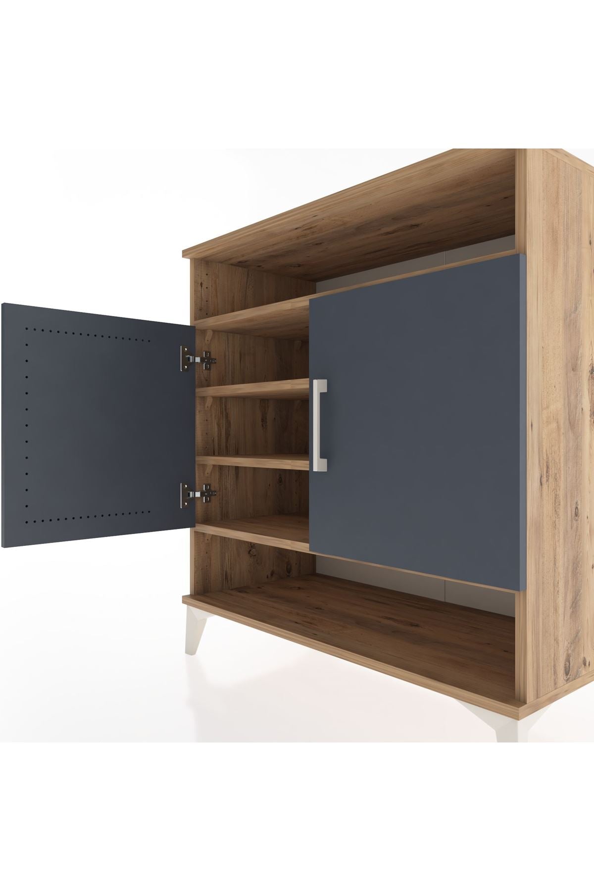 Hyperion Şifonyer 4 Raflı 2 Kapaklı 88x44x96 Çam-Antrasit