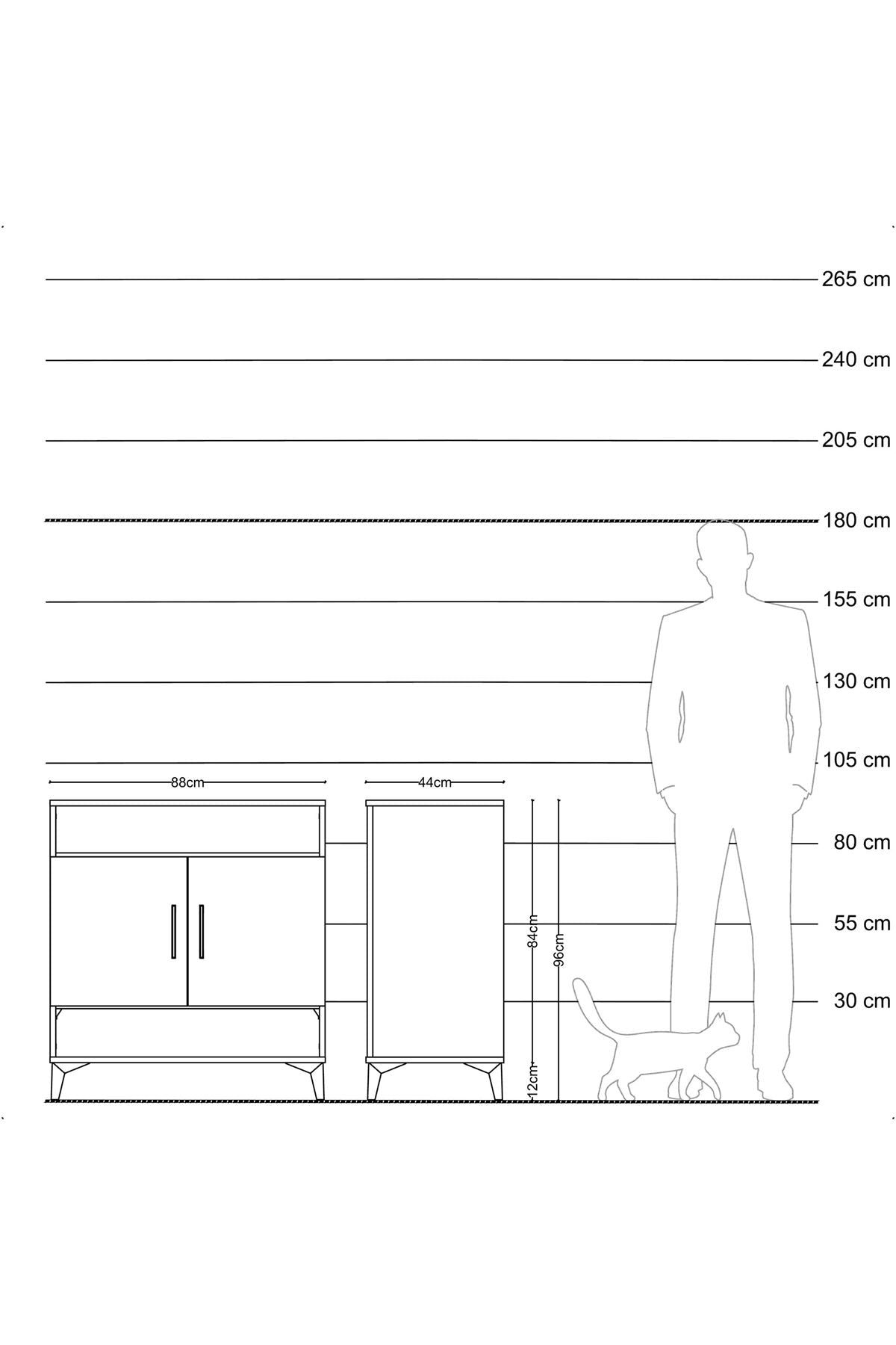 Hyperion Şifonyer 2 Raflı 2 Kapaklı 88x44x96 Çam-Çam