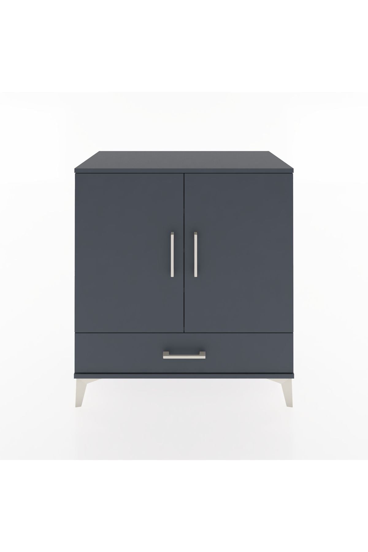 Hyperion Şifonyer 4 Raflı Tek Çekmeceli 2 Kapaklı 88x44x96 Antrasit-Antrasit