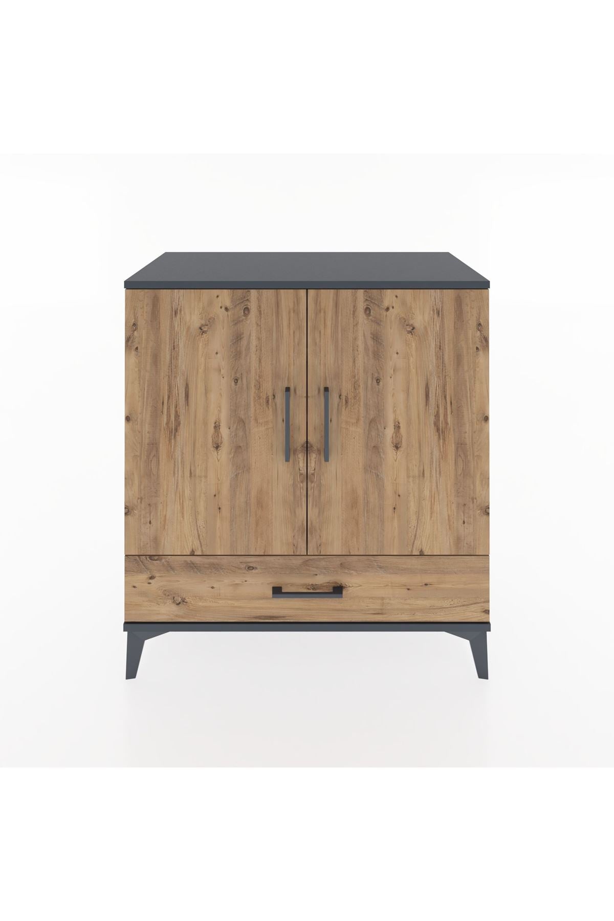 Hyperion Şifonyer 4 Raflı Tek Çekmeceli 2 Kapaklı 88x44x96 Antrasit-Çam