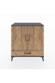 Hyperion Şifonyer 4 Raflı Tek Çekmeceli 2 Kapaklı 88x44x96 Antrasit-Çam