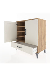 Hyperion Şifonyer 4 Raflı Tek Çekmeceli 2 Kapaklı 88x44x96 Çam-Aytaşı