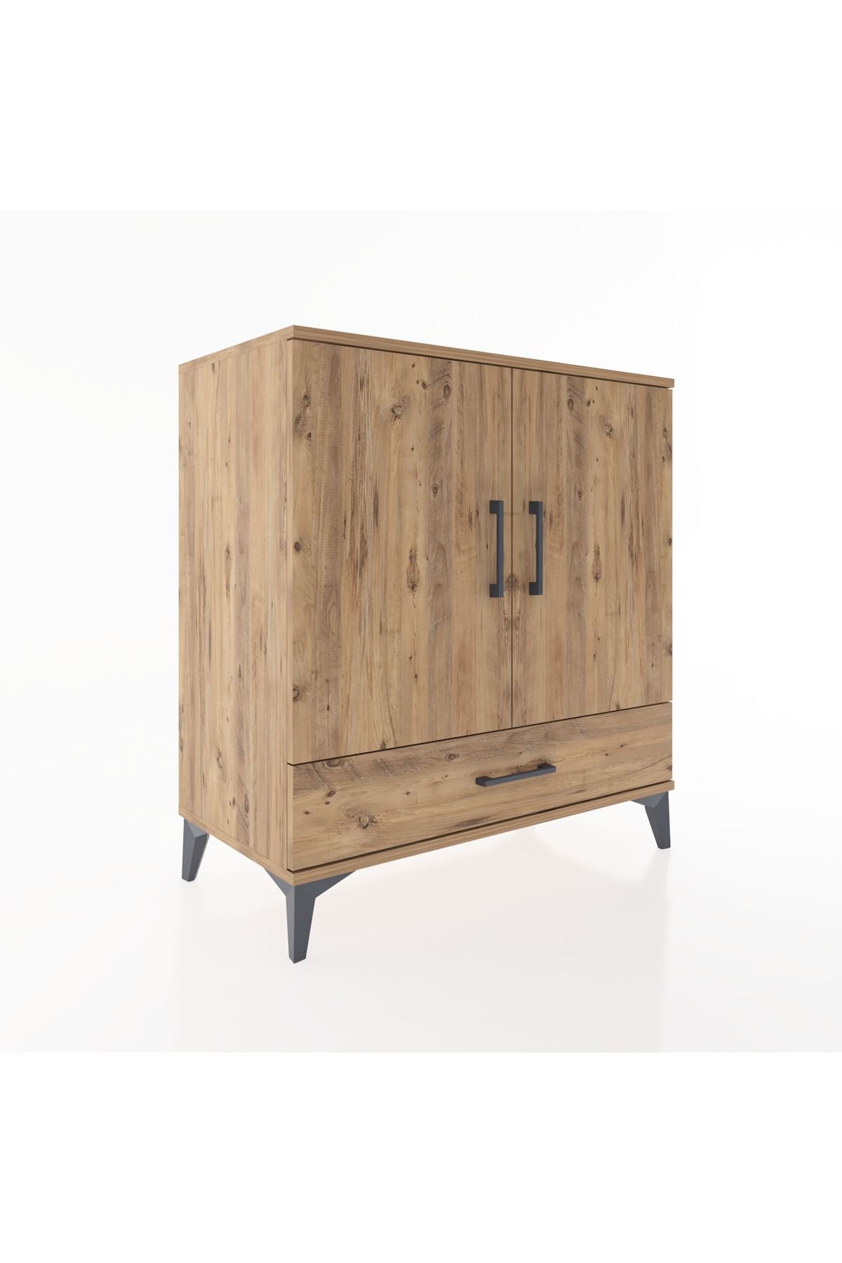 Hyperion Şifonyer 4 Raflı Tek Çekmeceli 2 Kapaklı 88x44x96 Çam-Çam