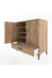 Hyperion Şifonyer 4 Raflı Tek Çekmeceli 2 Kapaklı 88x44x96 Çam-Çam