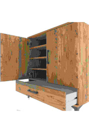 Hyperion Şifonyer 4 Raflı Tek Çekmeceli 2 Kapaklı 88x44x96 Çam-Çam