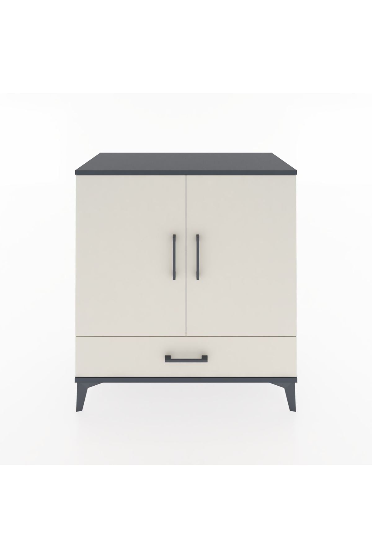 Hyperion Şifonyer 2 Raflı Tek Çekmeceli 2 Kapaklı 88x44x96 Antrasit-Aytaşı