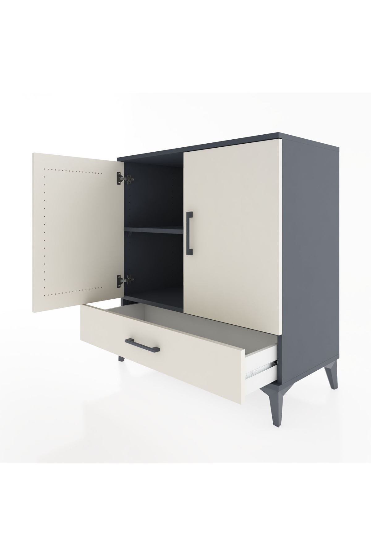 Hyperion Şifonyer 2 Raflı Tek Çekmeceli 2 Kapaklı 88x44x96 Antrasit-Aytaşı