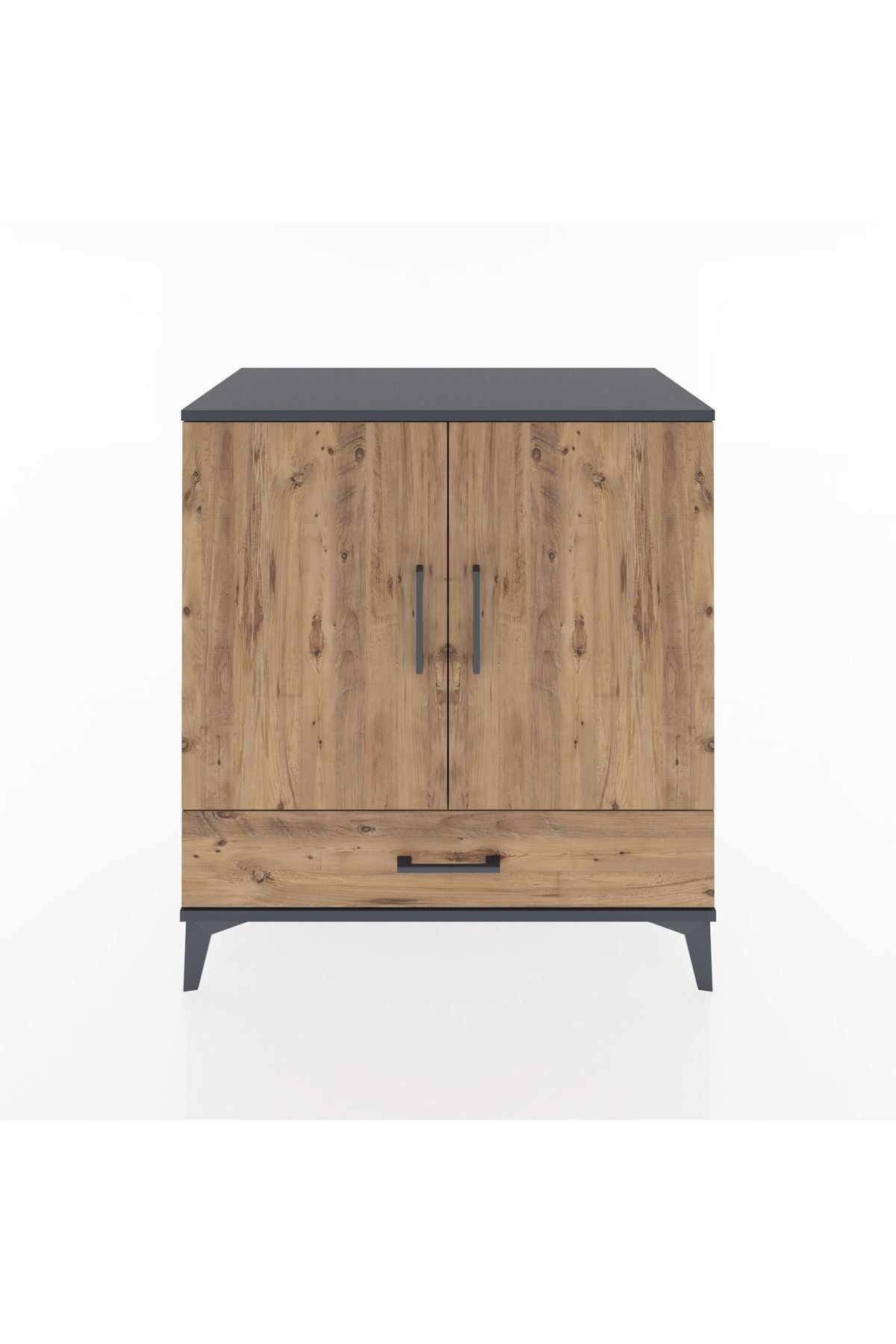 Hyperion Şifonyer 2 Raflı Tek Çekmeceli 2 Kapaklı 88x44x96 Antrasit-Çam