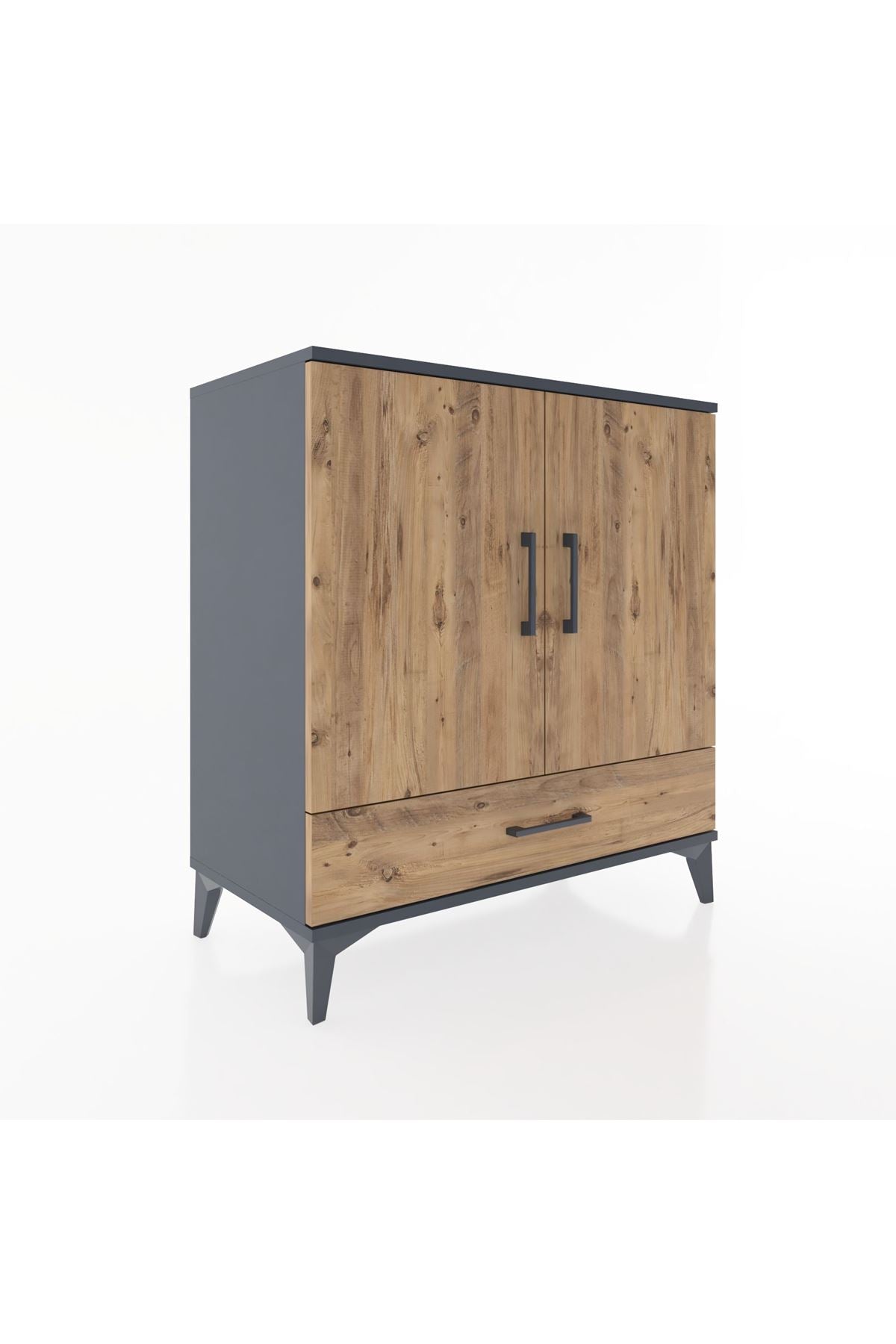 Hyperion Şifonyer 2 Raflı Tek Çekmeceli 2 Kapaklı 88x44x96 Antrasit-Çam