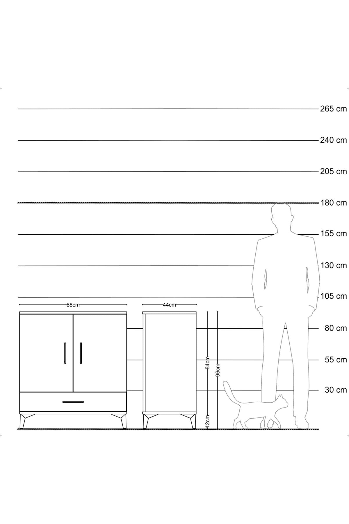 Hyperion Şifonyer Tek Raflı Tek Çekmeceli 2 Kapaklı 88x44x96 Aytaşı-Aytaşı