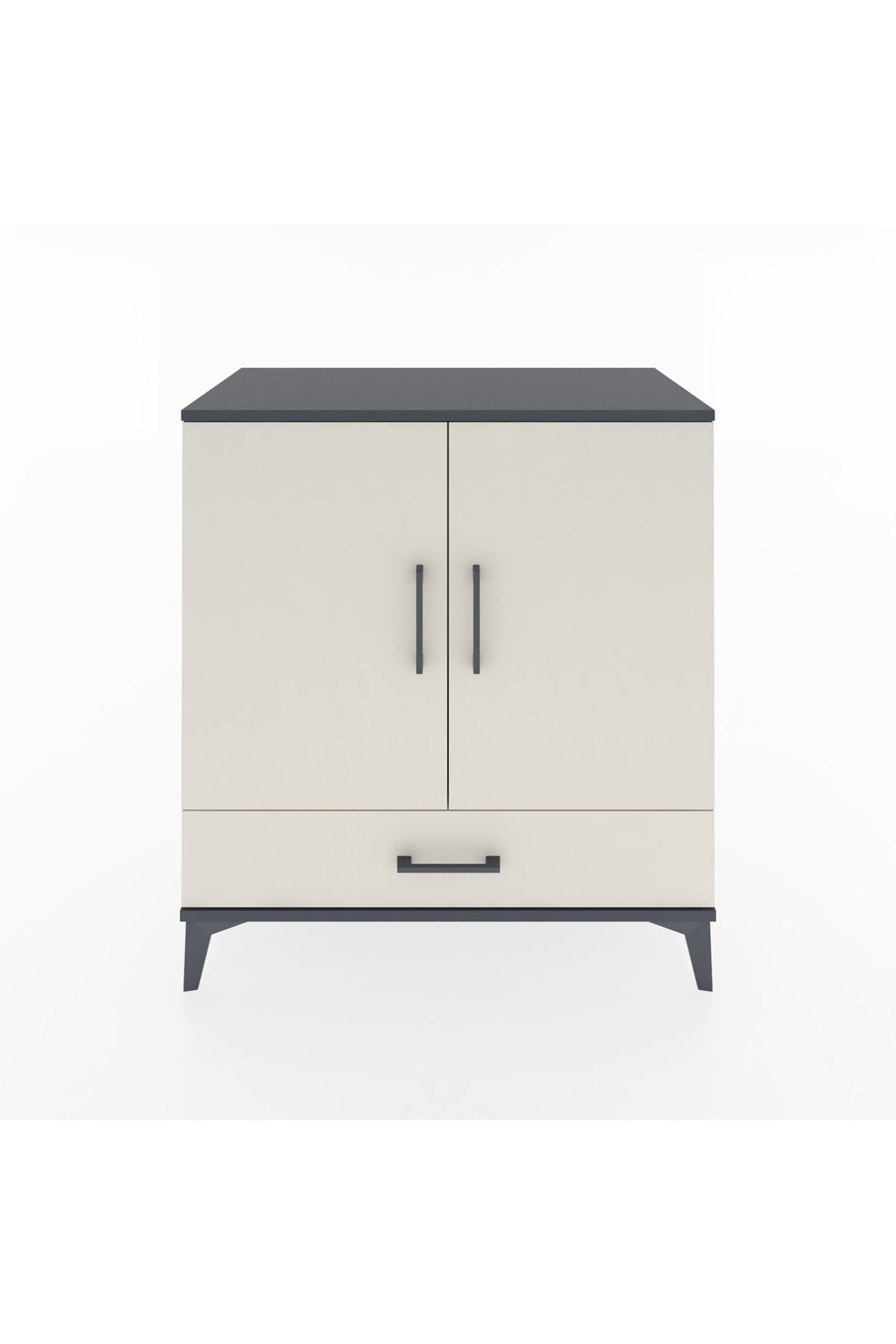 Hyperion Şifonyer Tek Raflı Tek Çekmeceli 2 Kapaklı 88x44x96 Antrasit-Aytaşı