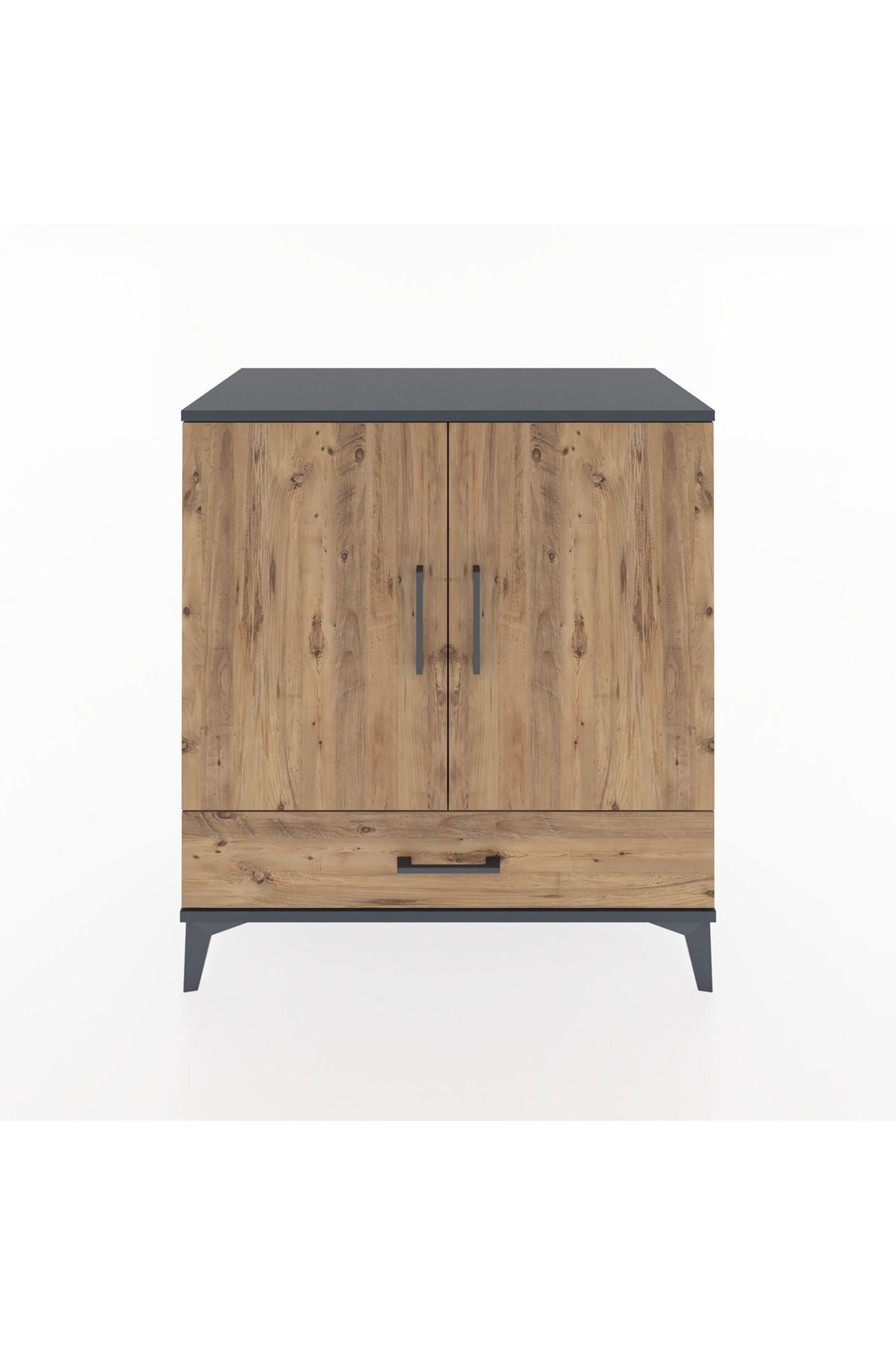 Hyperion Şifonyer Tek Raflı Tek Çekmeceli 2 Kapaklı 88x44x96 Antrasit-Çam