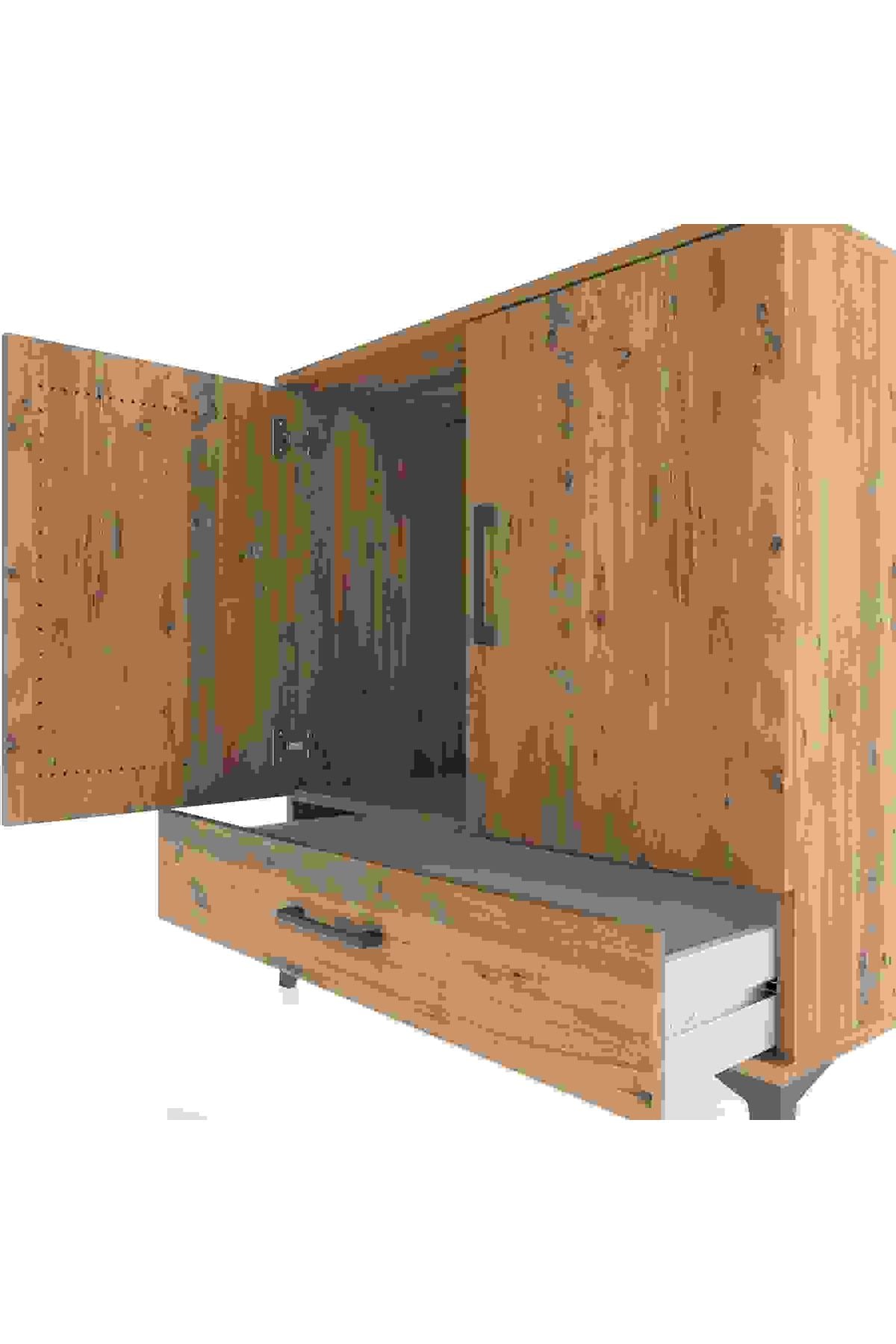 Hyperion Şifonyer Tek Raflı Tek Çekmeceli 2 Kapaklı 88x44x96 Çam-Çam