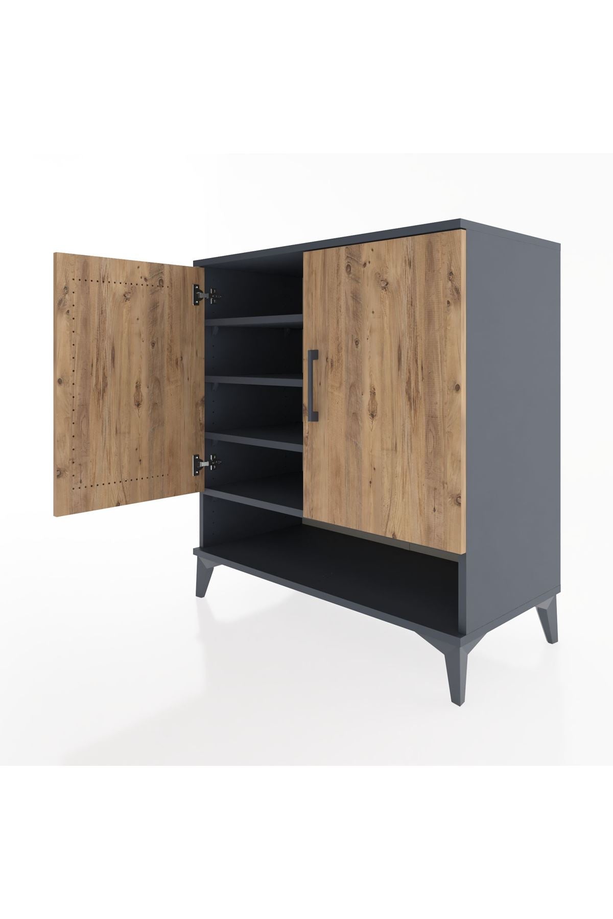 Hyperion Şifonyer 4 Raflı 2 Kapaklı 88x44x96 Antrasit-Çam