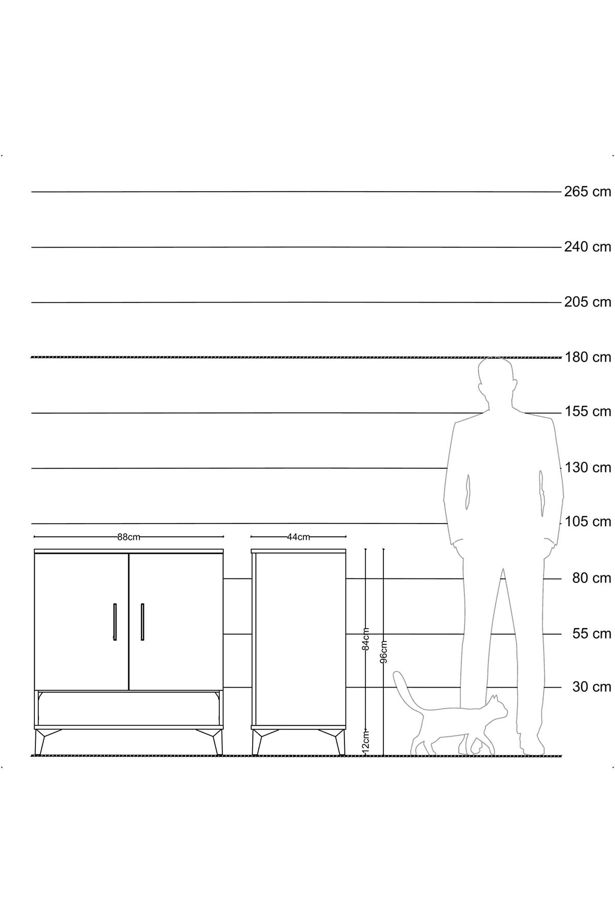 Hyperion Şifonyer 3 Raflı 2 Kapaklı 88x44x96 Antrasit-Aytaşı