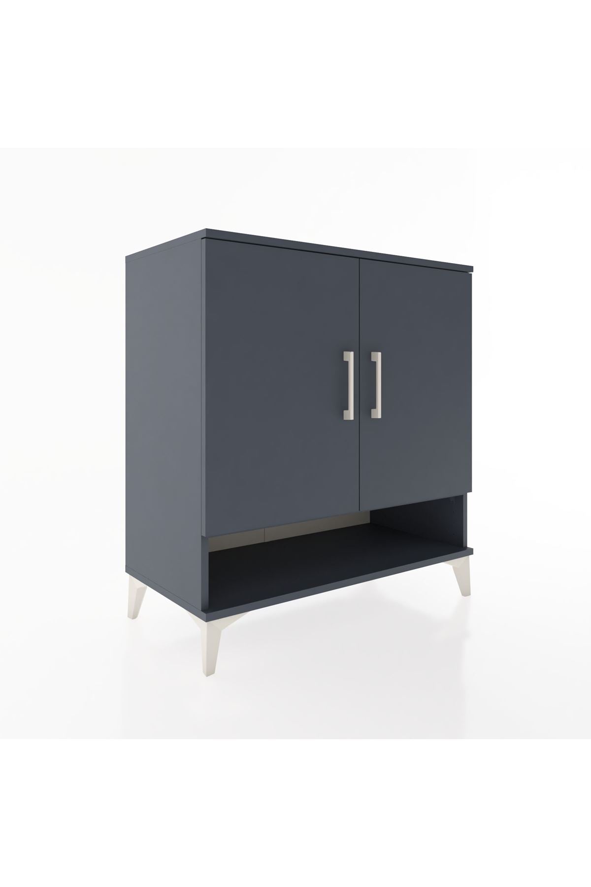 Hyperion Şifonyer 3 Raflı 2 Kapaklı 88x44x96 Antrasit-Antrasit