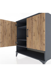 Hyperion Şifonyer 3 Raflı 2 Kapaklı 88x44x96 Antrasit-Çam