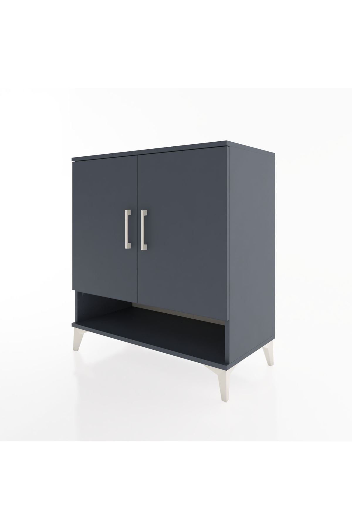 Hyperion Şifonyer 2 Raflı 2 Kapaklı 88x44x96 Antrasit-Antrasit