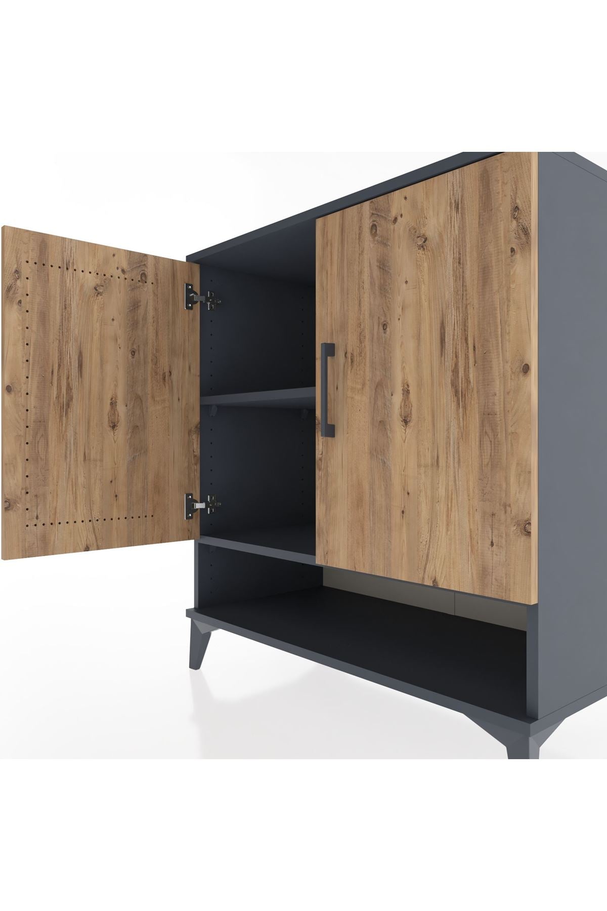 Hyperion Şifonyer 2 Raflı 2 Kapaklı 88x44x96 Antrasit-Çam