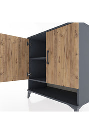 Hyperion Şifonyer 2 Raflı 2 Kapaklı 88x44x96 Antrasit-Çam