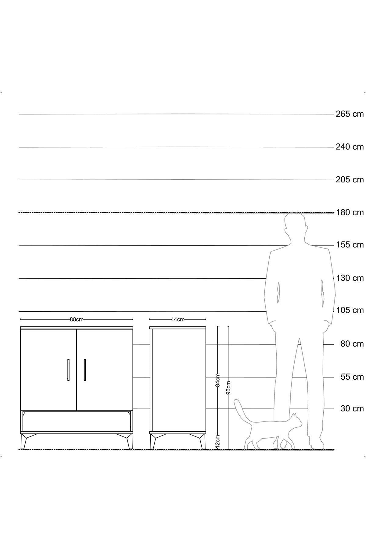 Hyperion Şifonyer Tek Raflı 2 Kapaklı 88x44x96 Antrasit-Antrasit