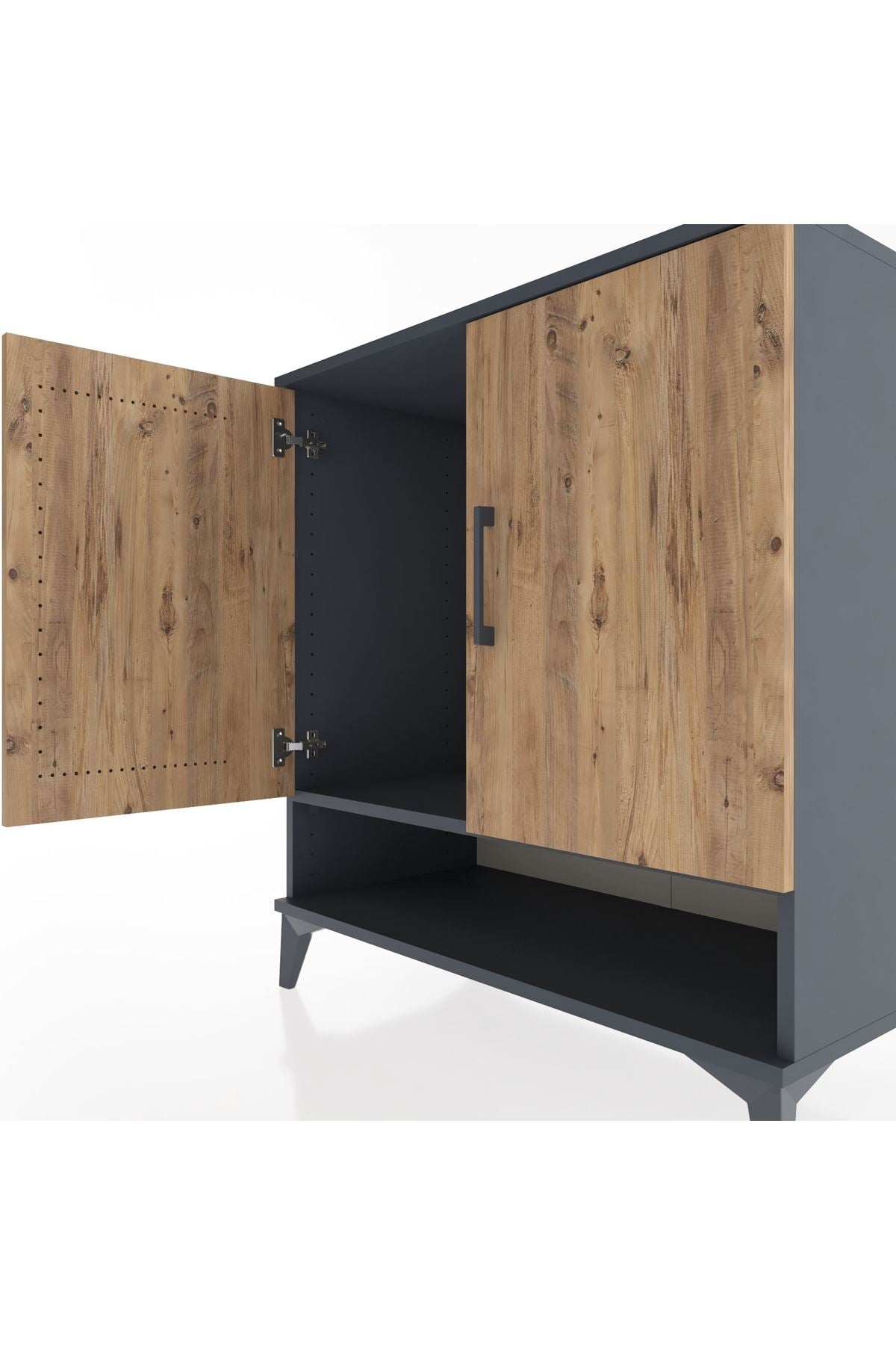 Hyperion Şifonyer Tek Raflı 2 Kapaklı 88x44x96 Antrasit-Çam