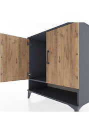 Hyperion Şifonyer Tek Raflı 2 Kapaklı 88x44x96 Antrasit-Çam