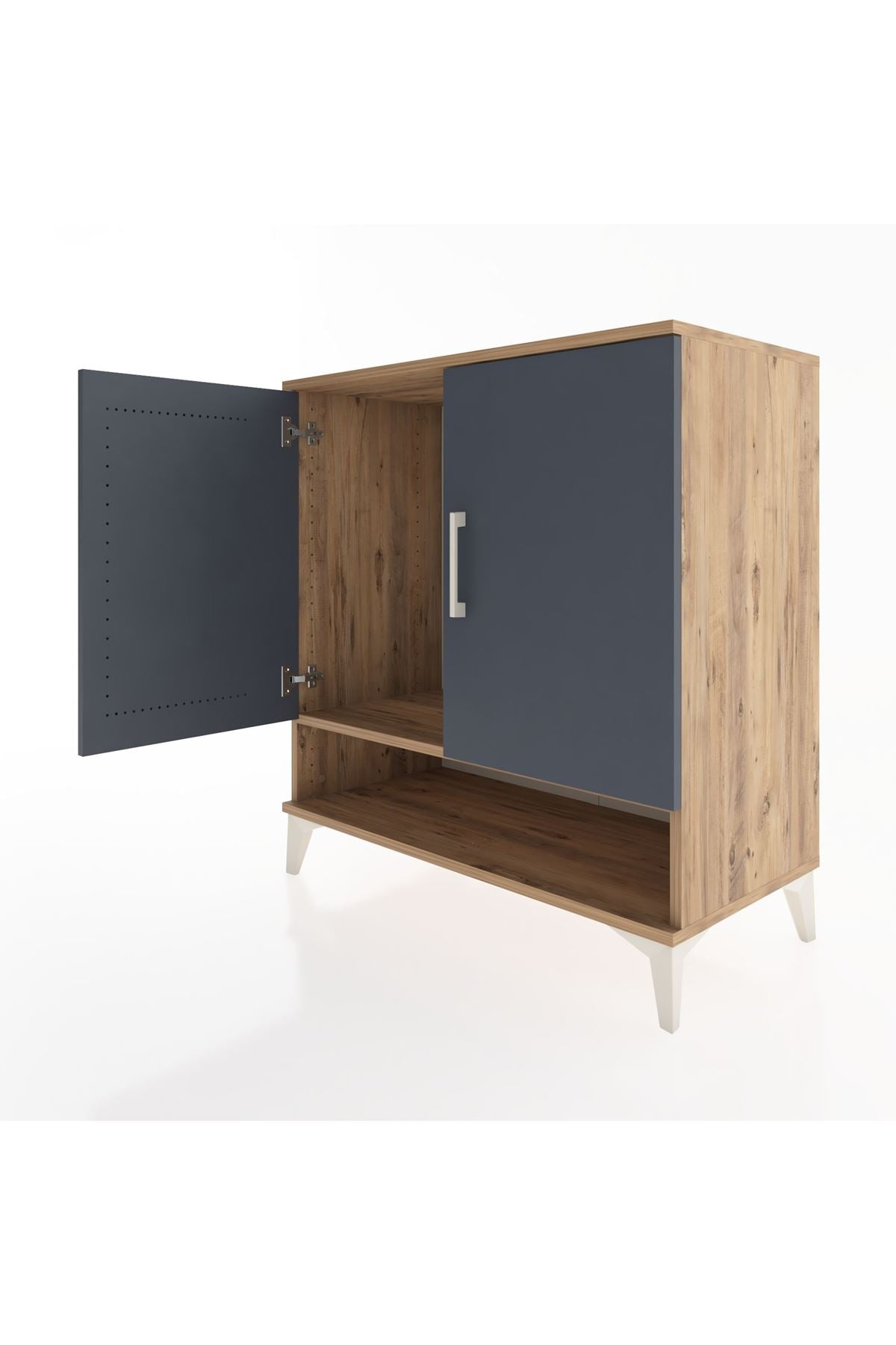 Hyperion Şifonyer Tek Raflı 2 Kapaklı 88x44x96 Çam-Antrasit