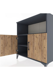 Hyperion Şifonyer 2 Raflı 2 Kapaklı 88x44x96 Antrasit-Çam