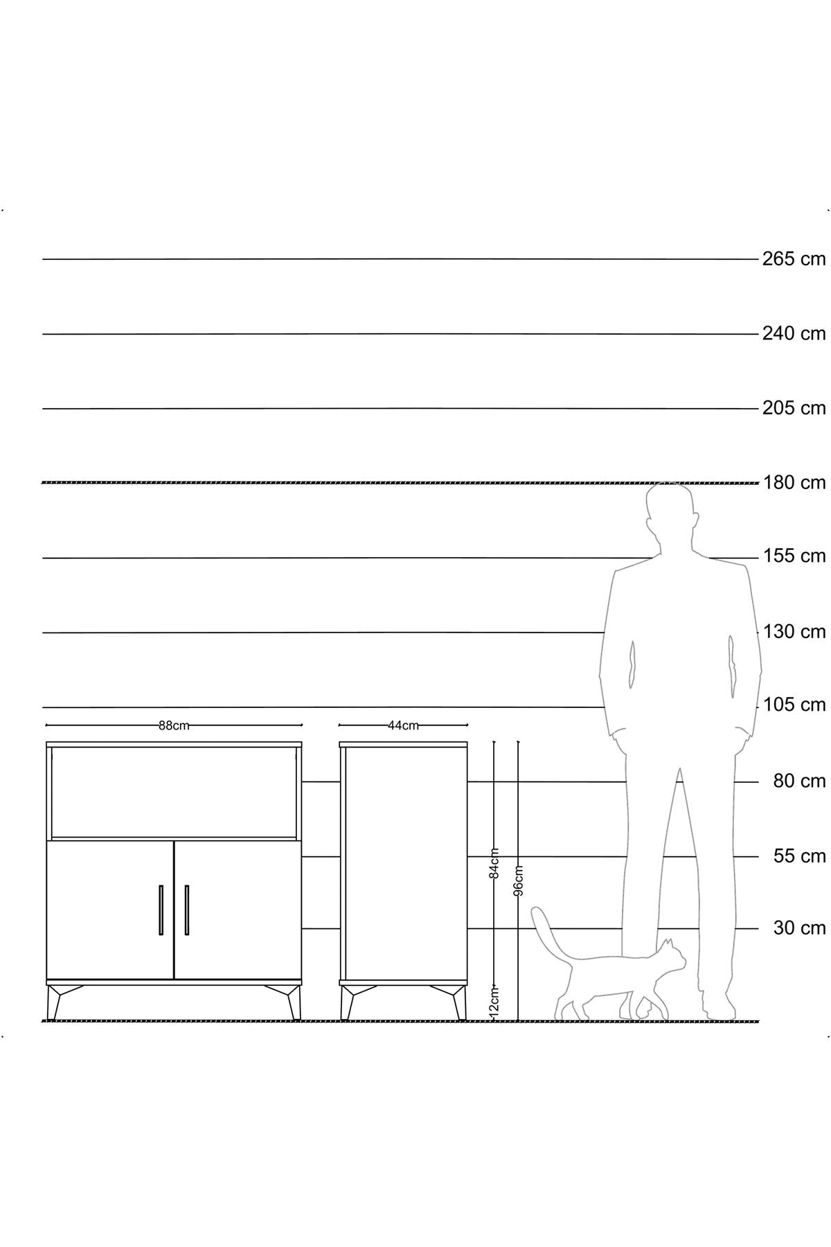 Hyperion Şifonyer 2 Raflı 2 Kapaklı 88x44x96 Antrasit-Çam
