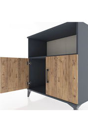 Hyperion Şifonyer Tek Raflı 2 Kapaklı 88x44x96 Antrasit-Çam