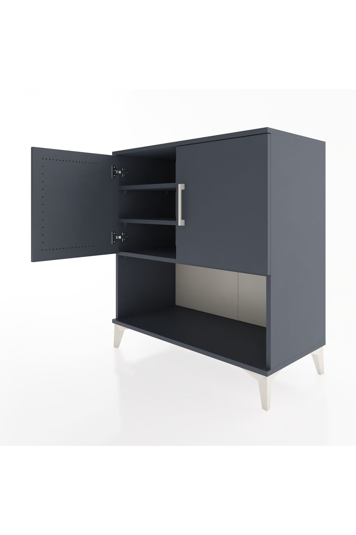 Hyperion Şifonyer 3 Raflı 2 Kapaklı 88x44x96 Antrasit-Antrasit