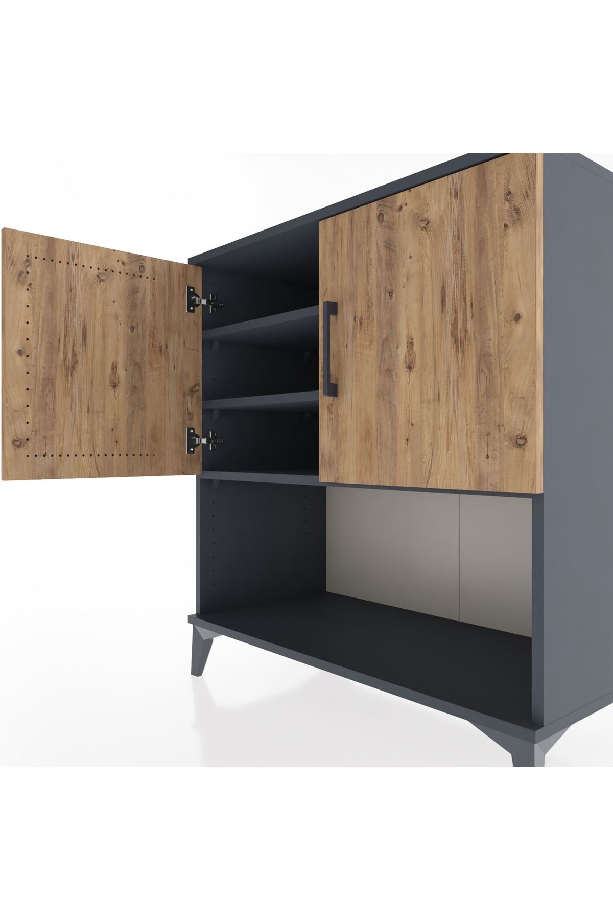 Hyperion Şifonyer 3 Raflı 2 Kapaklı 88x44x96 Antrasit-Çam