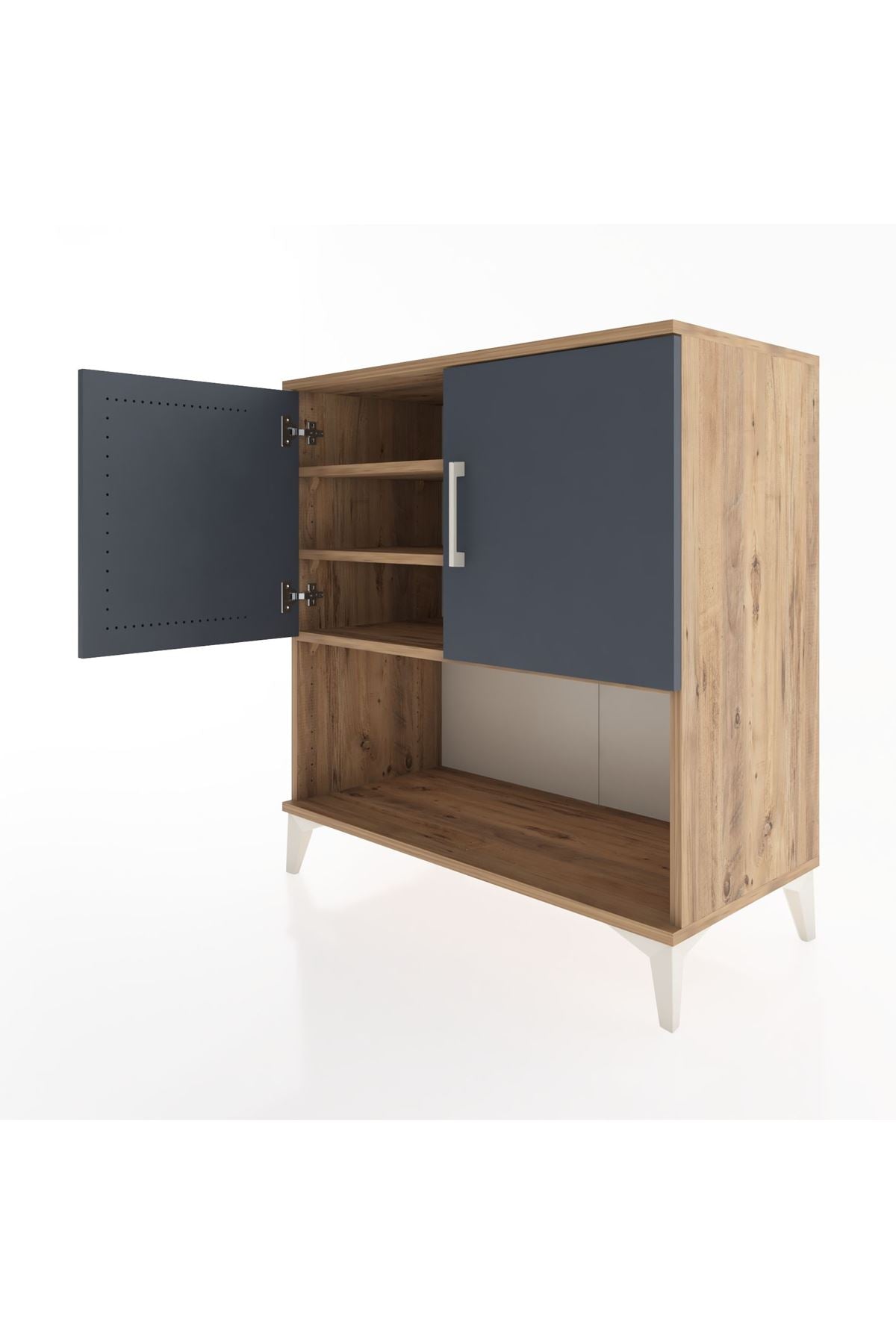 Hyperion Şifonyer 3 Raflı 2 Kapaklı 88x44x96 Çam-Antrasit