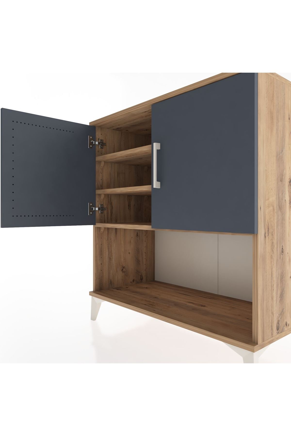 Hyperion Şifonyer 3 Raflı 2 Kapaklı 88x44x96 Çam-Antrasit