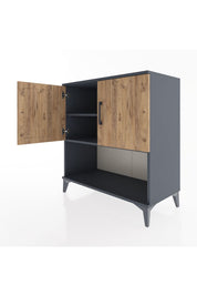 Hyperion Şifonyer 2 Raflı 2 Kapaklı 88x44x96 Antrasit-Çam