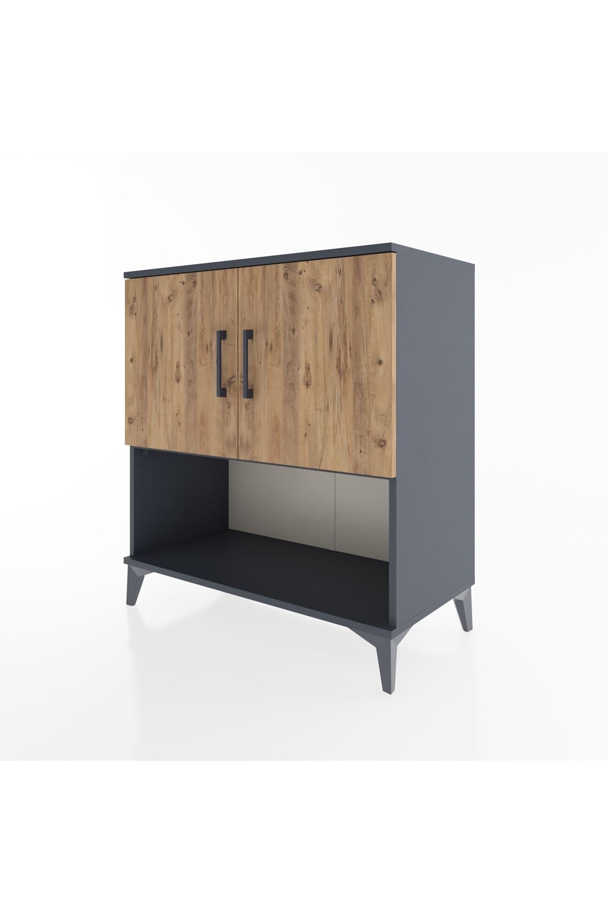 Hyperion Şifonyer 2 Raflı 2 Kapaklı 88x44x96 Antrasit-Çam