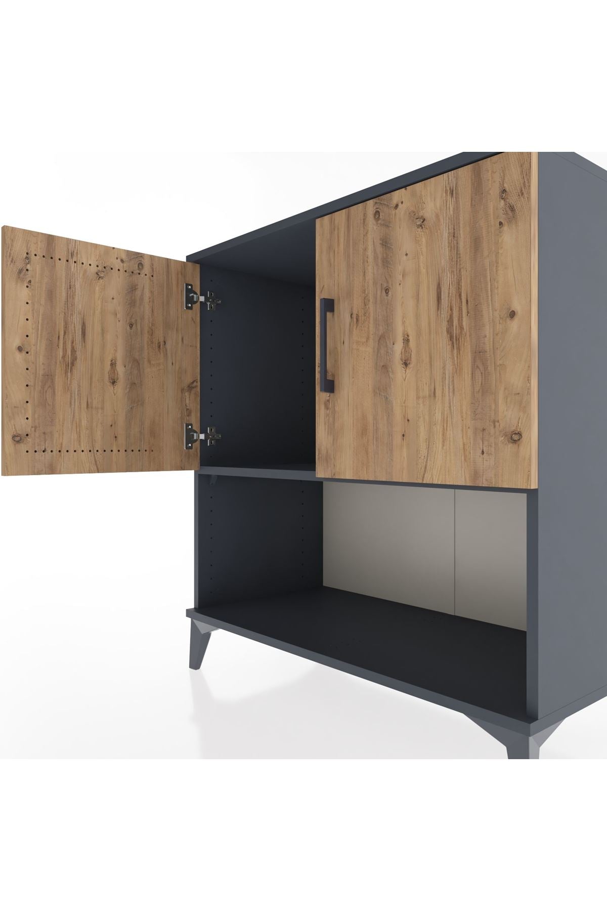 Hyperion Şifonyer Tek Raflı 2 Kapaklı 88x44x96 Antrasit-Çam