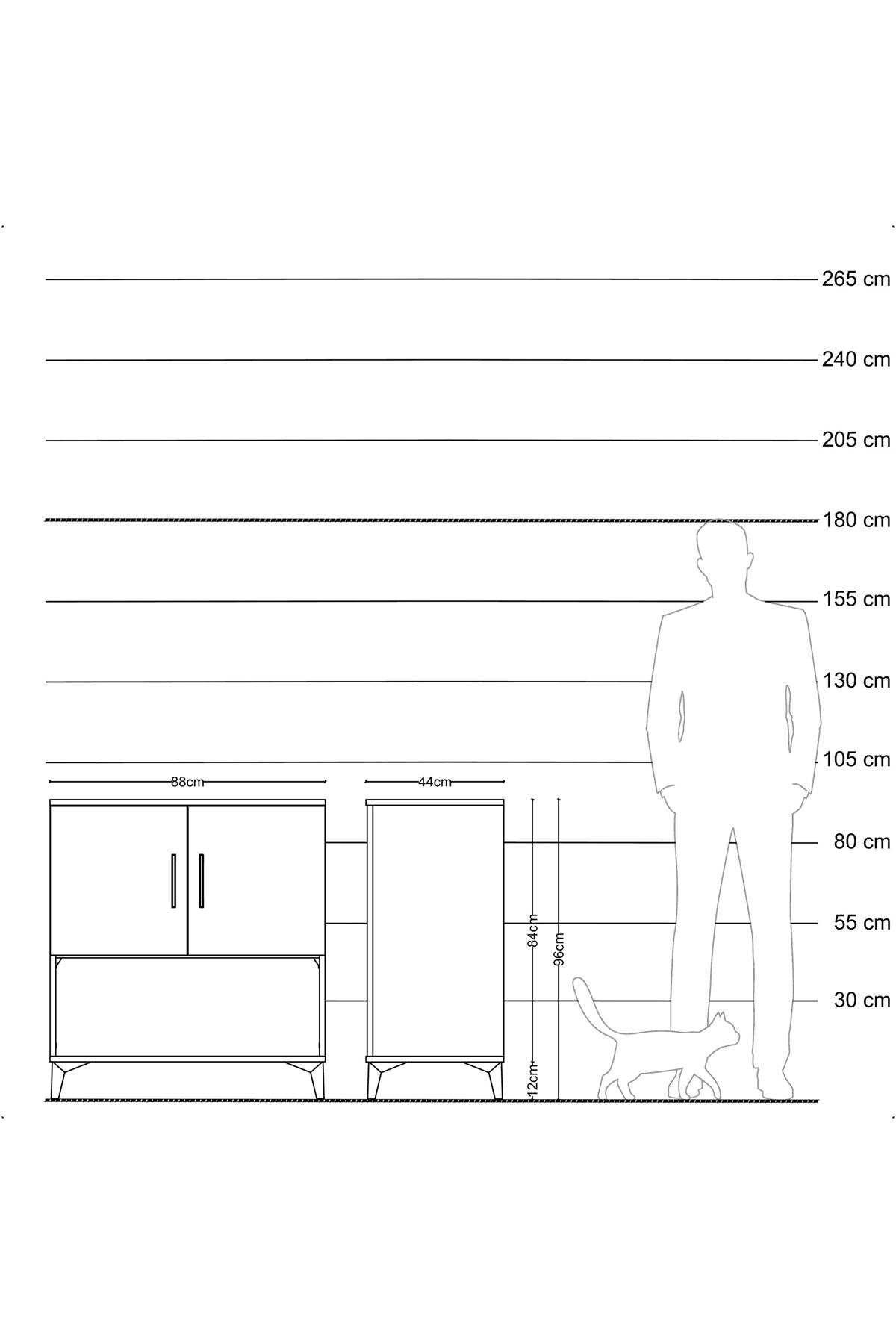 Hyperion Şifonyer Tek Raflı 2 Kapaklı 88x44x96 Çam-Çam