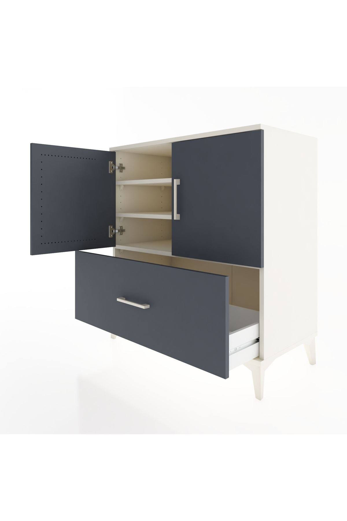 Hyperion Şifonyer 3 Raflı Tek Çekmeceli 2 Kapaklı 88x44x96 Aytaşı-Antrasit