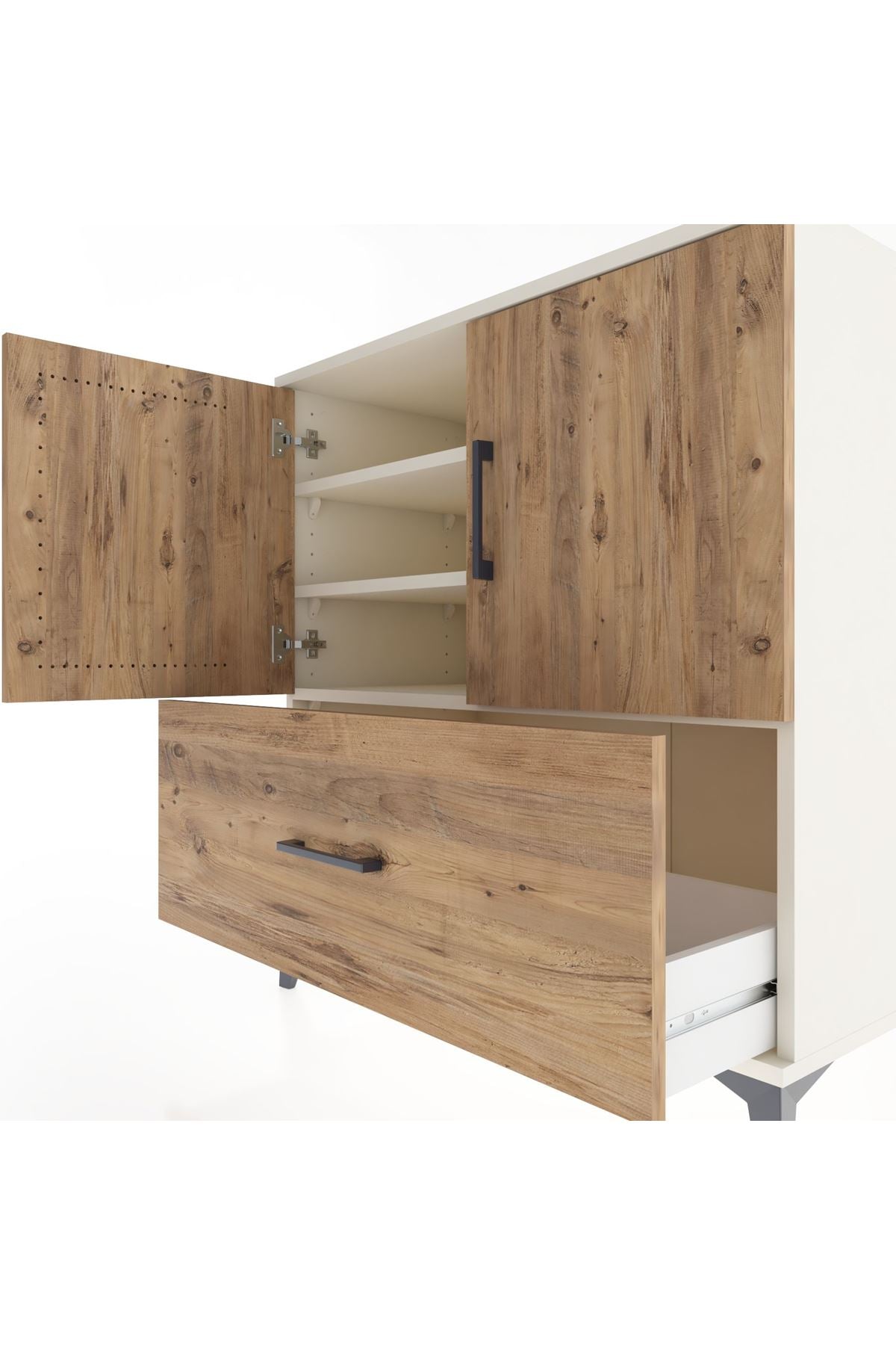 Hyperion Şifonyer 3 Raflı Tek Çekmeceli 2 Kapaklı 88x44x96 Aytaşı-Çam